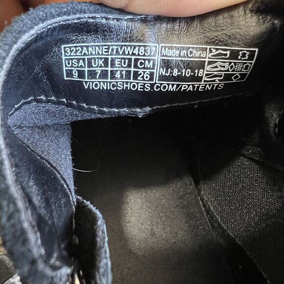 Vionic Anne Women's Black suede Leather Boots size 9 Block Heel Side Zip Classic - Picture 7 of 9